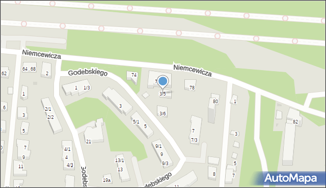 Warszawa, Godebskiego Cypriana, 3/5, mapa Warszawy