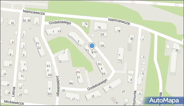 Warszawa, Godebskiego Cypriana, 5, mapa Warszawy