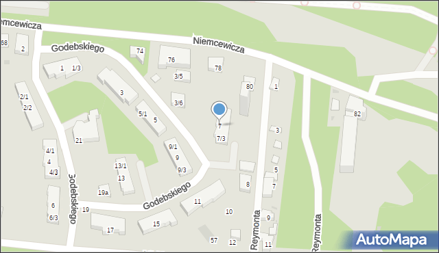 Warszawa, Godebskiego Cypriana, 7, mapa Warszawy