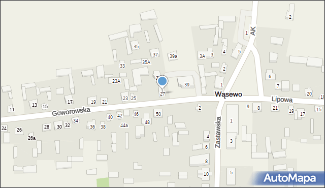 Wąsewo, Goworowska, 27, mapa Wąsewo