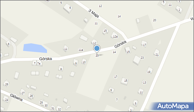 Wiele, Górska, 13, mapa Wiele