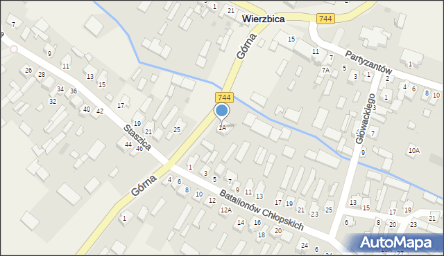 Wierzbica, Górna, 1A, mapa Wierzbica