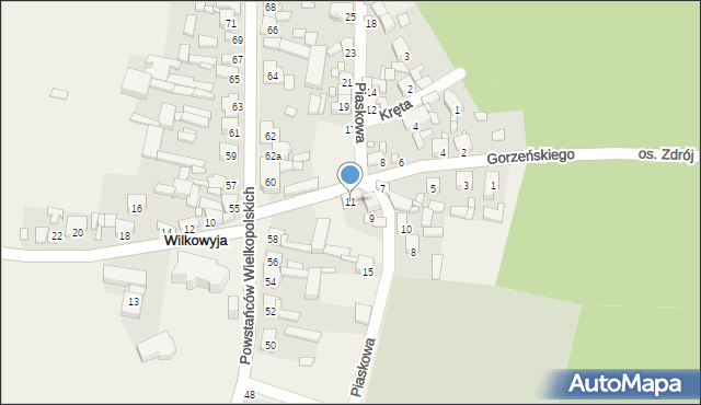 Wilkowyja, Gorzeńskiego Zbigniewa, 11, mapa Wilkowyja