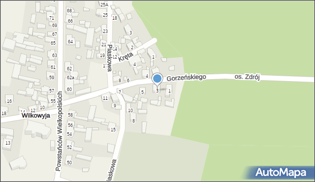 Wilkowyja, Gorzeńskiego Zbigniewa, 3, mapa Wilkowyja