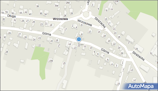 Wrzosowa, Górna, 12, mapa Wrzosowa