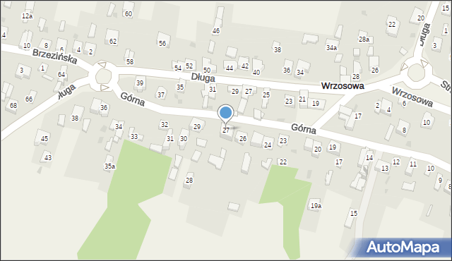 Wrzosowa, Górna, 27, mapa Wrzosowa