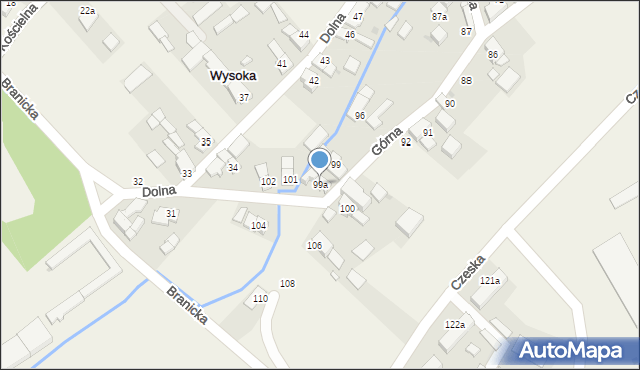 Wysoka, Górna, 99a, mapa Wysoka