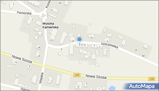 Wysoka Kamieńska, Golczewska, 7, mapa Wysoka Kamieńska