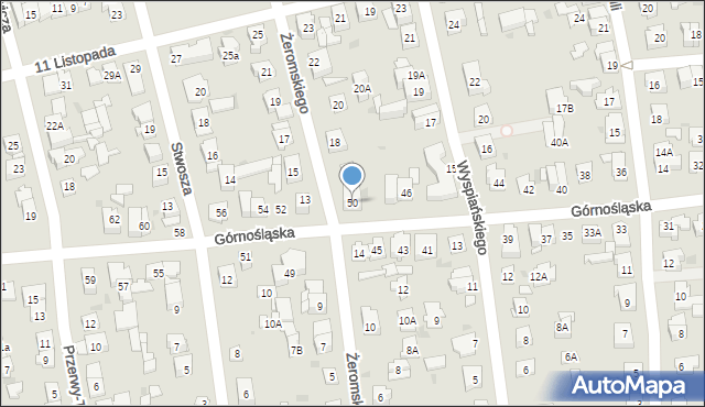 Ząbki, Górnośląska, 50, mapa Ząbki