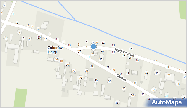 Zaborów Drugi, Górna, 21/23, mapa Zaborów Drugi