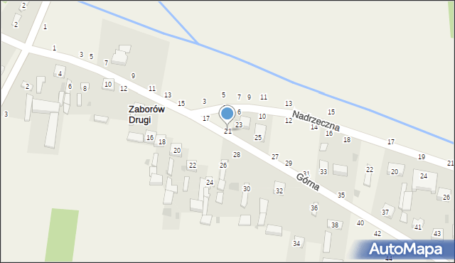 Zaborów Drugi, Górna, 21, mapa Zaborów Drugi