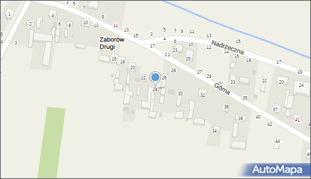 Zaborów Drugi, Górna, 24, mapa Zaborów Drugi