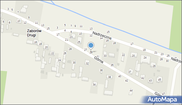 Zaborów Drugi, Górna, 29, mapa Zaborów Drugi