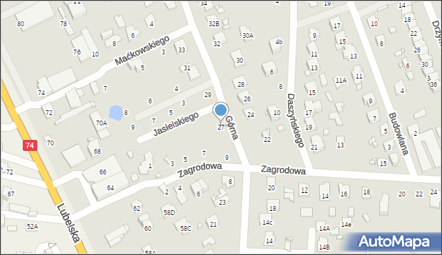 Zamość, Górna, 27, mapa Zamościa