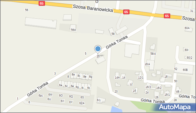 Zaścianki, Górka Tomka, 10, mapa Zaścianki