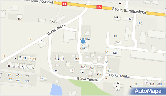 Zaścianki, Górka Tomka, 16/4, mapa Zaścianki