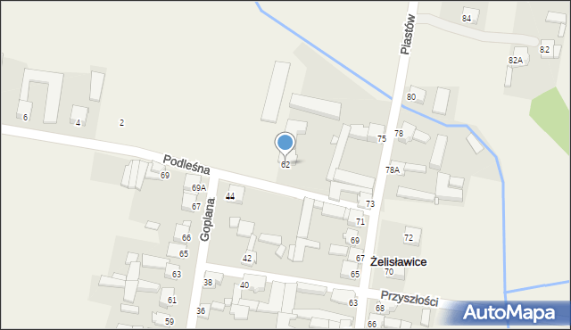 Żelisławice, Goplana, 62, mapa Żelisławice