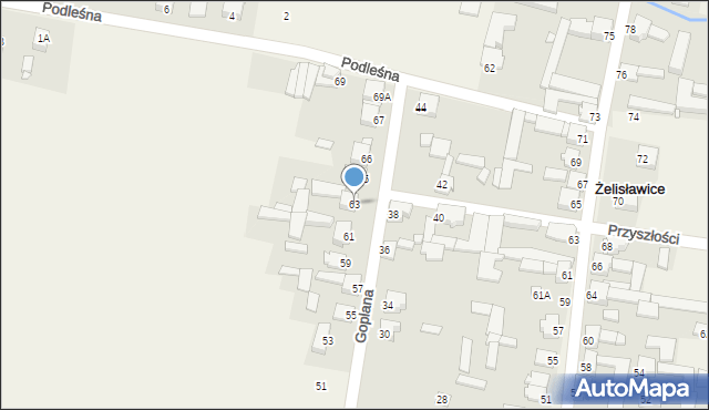 Żelisławice, Goplana, 63, mapa Żelisławice