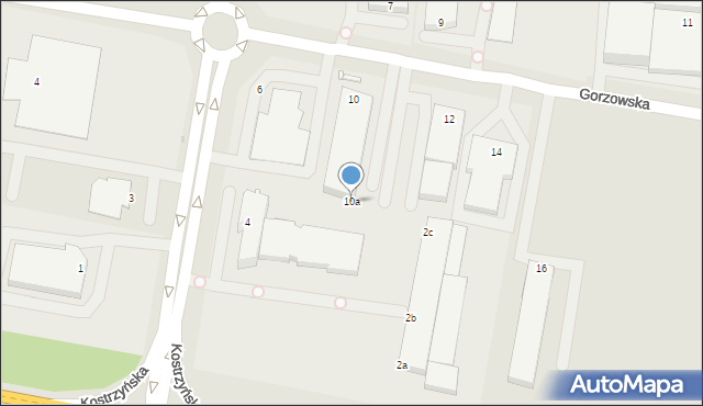 Zielona Góra, Gorzowska, 10a, mapa Zielona Góra