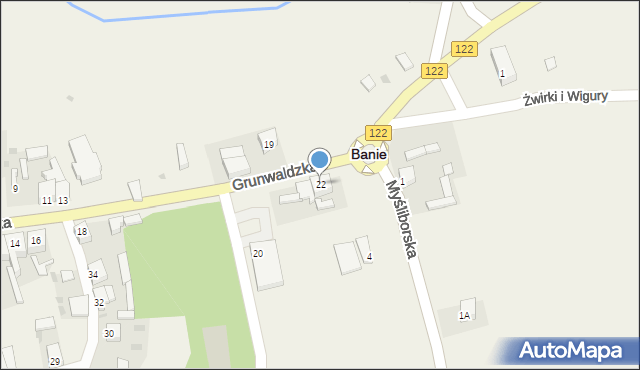 Banie, Grunwaldzka, 22, mapa Banie