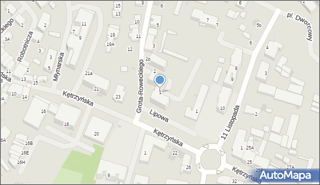 Bartoszyce, Grota-Roweckiego Stefana, gen., 1, mapa Bartoszyce