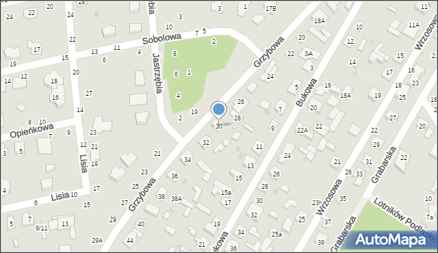 Biała Podlaska, Grzybowa, 30, mapa Białej Podlaskiej