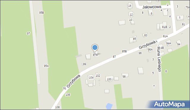 Biała Podlaska, Grzybowa, 87A, mapa Białej Podlaskiej