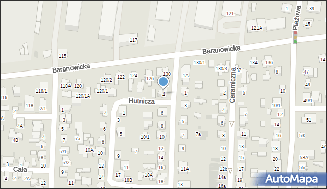 Białystok, Gródecka, 4, mapa Białegostoku