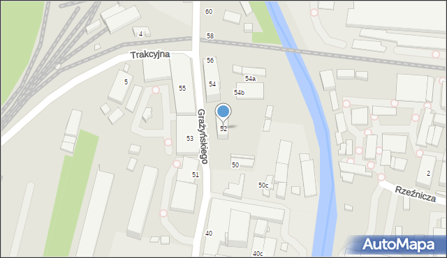 Bielsko-Biała, Grażyńskiego Michała, 52, mapa Bielsko-Białej