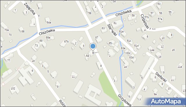Bielsko-Biała, Grzybowa, 6, mapa Bielsko-Białej