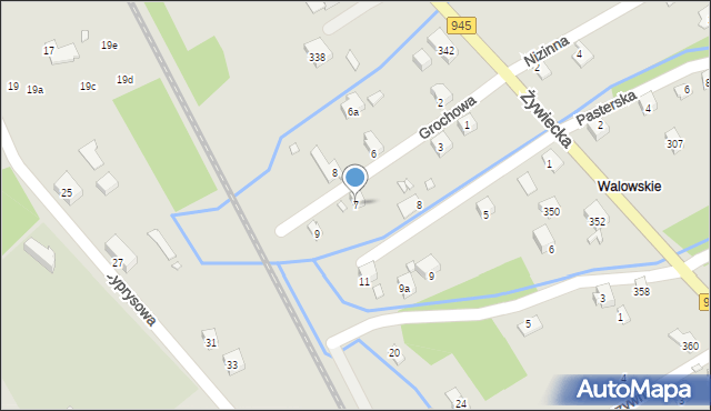 Bielsko-Biała, Grochowa, 7, mapa Bielsko-Białej