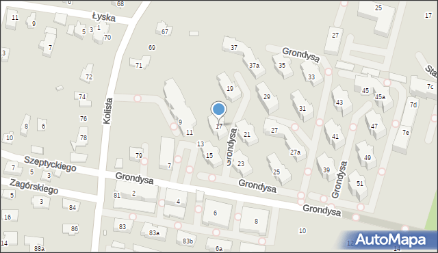 Bielsko-Biała, Grondysa Janisława, 17, mapa Bielsko-Białej
