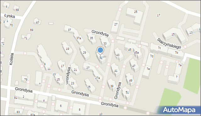 Bielsko-Biała, Grondysa Janisława, 31, mapa Bielsko-Białej