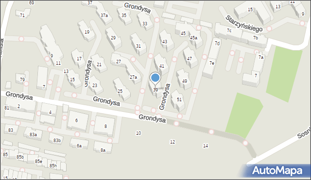 Bielsko-Biała, Grondysa Janisława, 39, mapa Bielsko-Białej