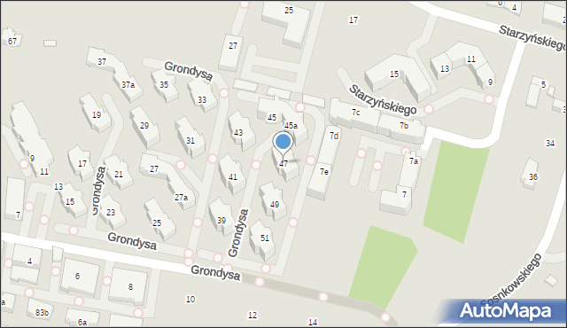 Bielsko-Biała, Grondysa Janisława, 47, mapa Bielsko-Białej