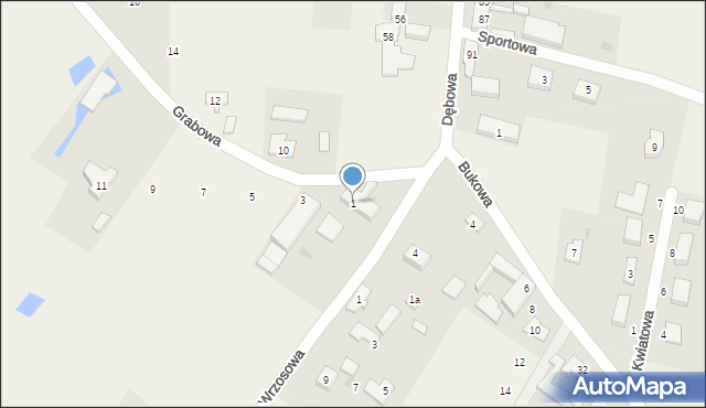 Bierkowo, Grabowa, 1, mapa Bierkowo