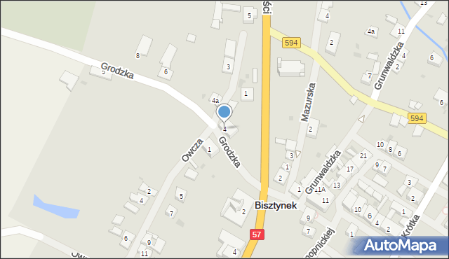 Bisztynek, Grodzka, 4, mapa Bisztynek