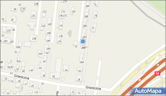 Blizne Łaszczyńskiego, Graniczna, 28B, mapa Blizne Łaszczyńskiego