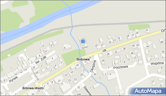 Bobowa, Grunwaldzka, 11, mapa Bobowa