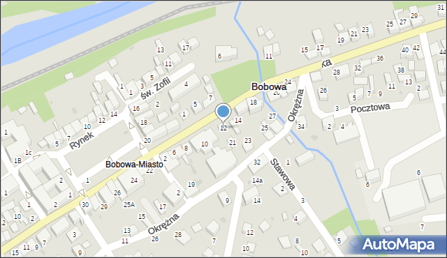 Bobowa, Grunwaldzka, 12, mapa Bobowa