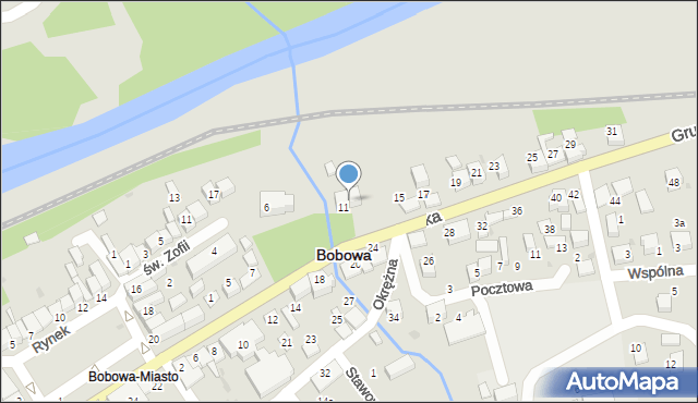 Bobowa, Grunwaldzka, 13, mapa Bobowa