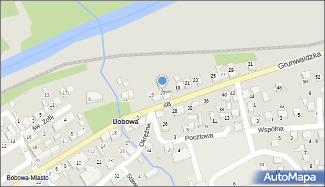 Bobowa, Grunwaldzka, 17, mapa Bobowa