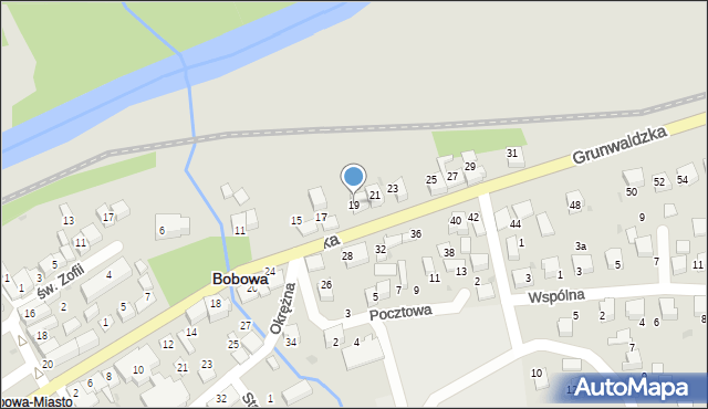 Bobowa, Grunwaldzka, 19, mapa Bobowa