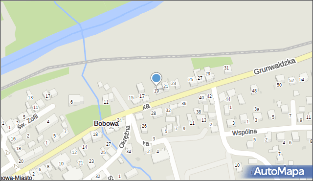 Bobowa, Grunwaldzka, 19, mapa Bobowa