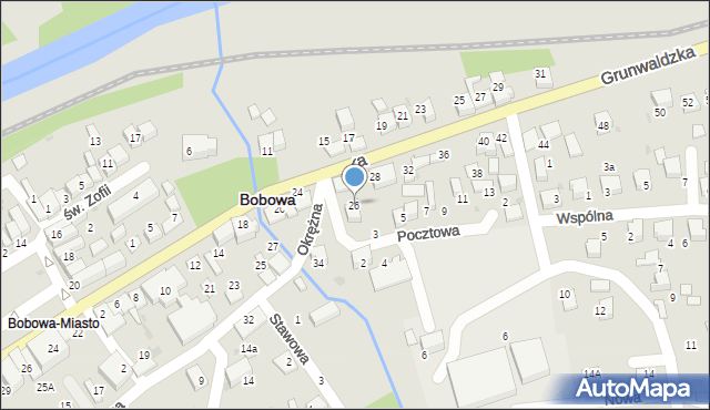 Bobowa, Grunwaldzka, 26, mapa Bobowa