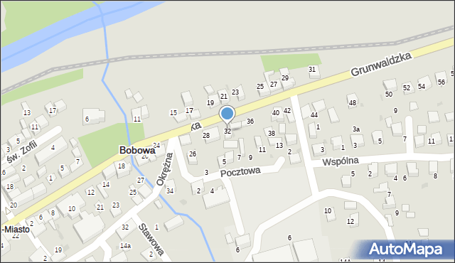Bobowa, Grunwaldzka, 32, mapa Bobowa