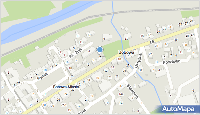 Bobowa, Grunwaldzka, 7, mapa Bobowa