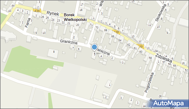 Borek Wielkopolski, Graniczna, 5, mapa Borek Wielkopolski