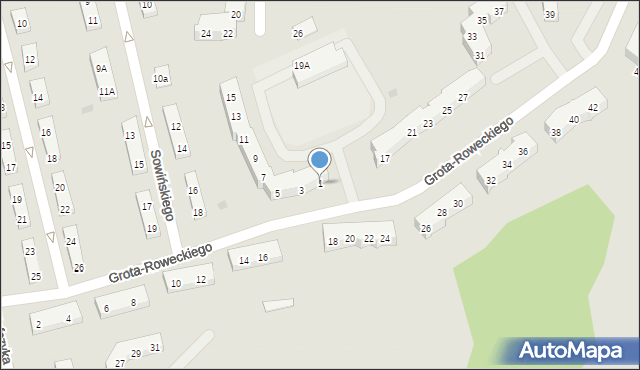 Braniewo, Grota-Roweckiego Stefana, gen., 1, mapa Braniewo