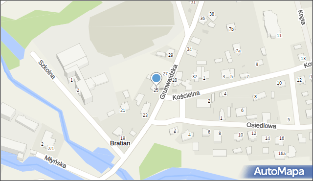 Bratian, Grunwaldzka, 25, mapa Bratian